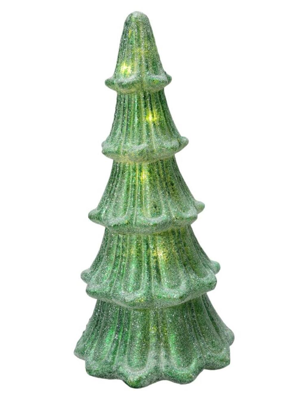 Mr. Christmas 15" Light Up Green Frosted Glass Christmas Tree Decor Centerpiece - Picture 2 of 11